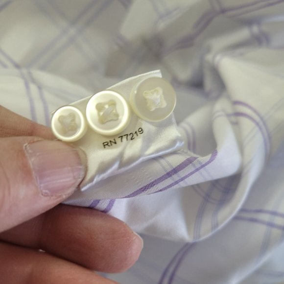 Egara Shirt Mens XXL Long Sleeve Button‎ Up Purple Windowpane Contrast Cuff - Picture 7 of 11